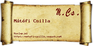 Mátéfi Csilla névjegykártya